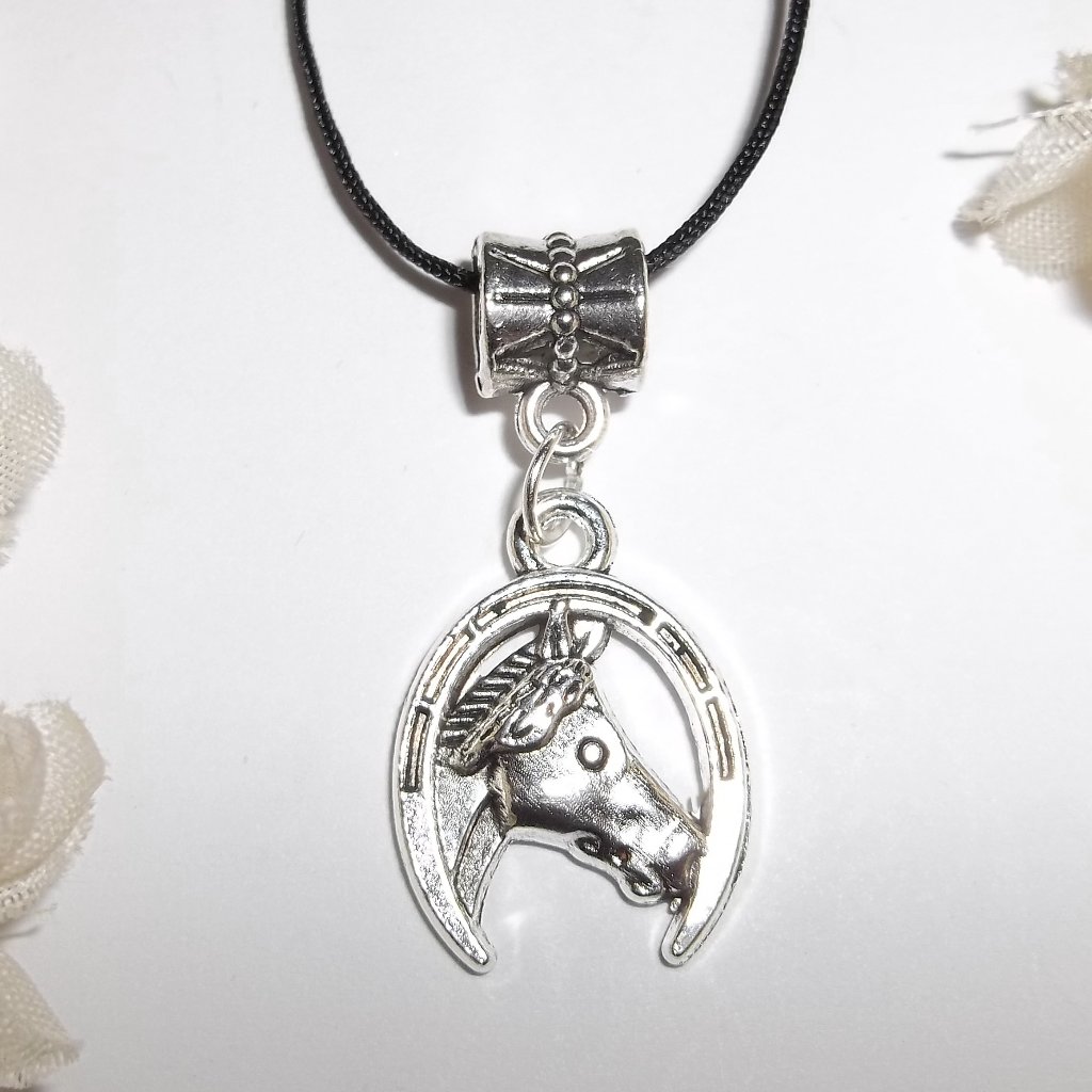 Silver Horse Horseshoe Necklace Set Jewelry Gift Fashion Accessory Girl D214 20$